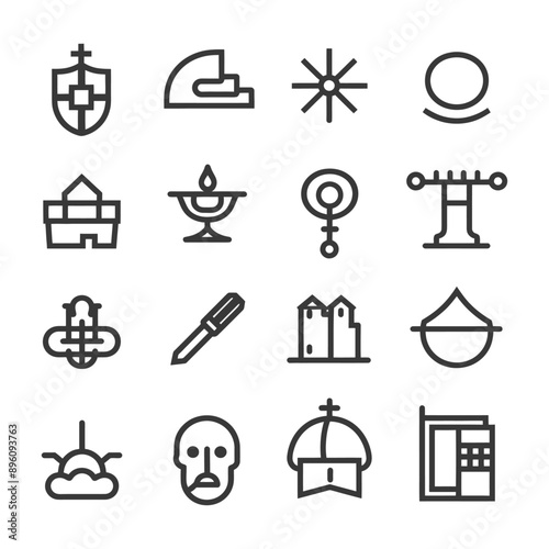 minimalist line art icon introduction collection set logo symbol