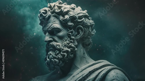 Stoicism concept, sculpture of a stoic, representing philosophy, ancient greek god statue	