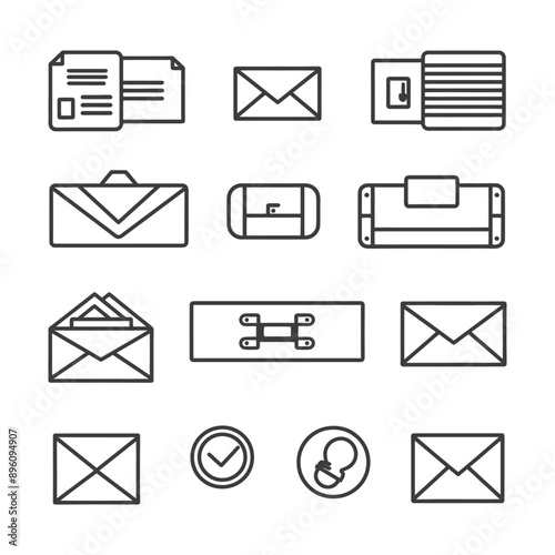 minimalist line art icon mail collection set logo symbol