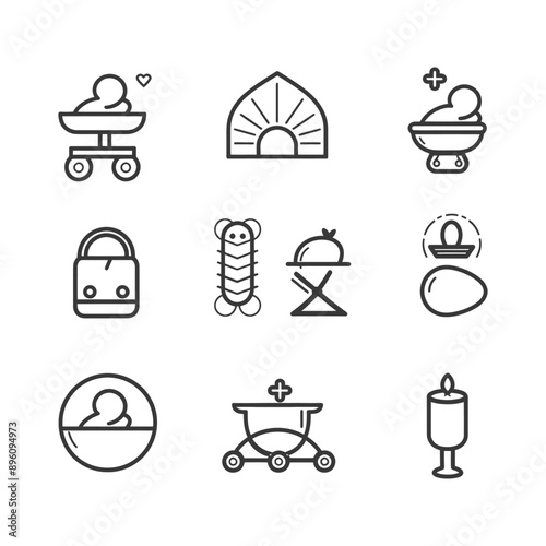 minimalist line art icon maternity collection set logo symbol