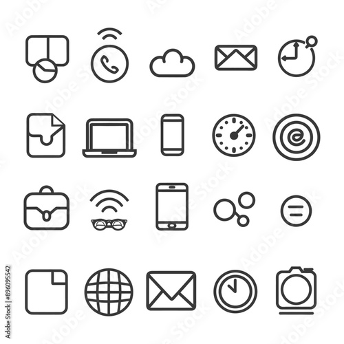 minimalist line art icon mobile website collection set logo symbol