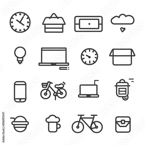 minimalist line art icon mobile website collection set logo symbol