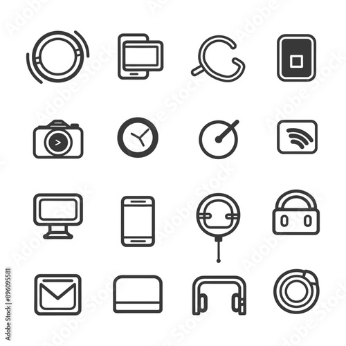 minimalist line art icon mobile website collection set logo symbol