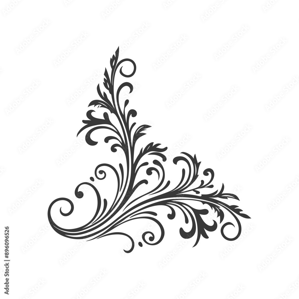 Fototapeta premium minimalist line art icon baroque ornament for corner logo symbol