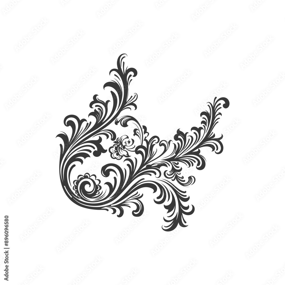 Fototapeta premium minimalist line art icon baroque ornament for corner logo symbol