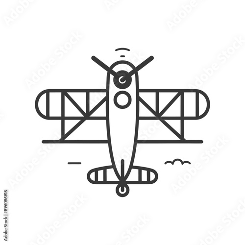 minimalist line art icon biplane aircraft logo symbol