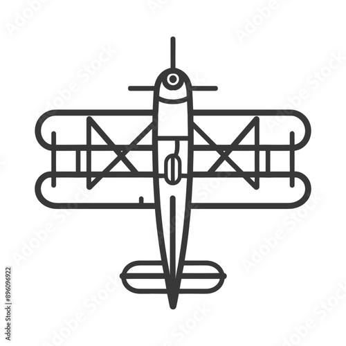minimalist line art icon biplane aircraft logo symbol