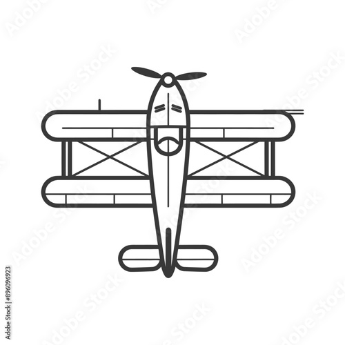 minimalist line art icon biplane aircraft logo symbol