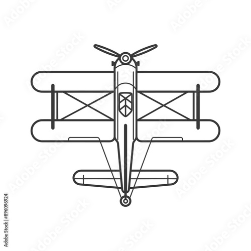 minimalist line art icon biplane aircraft logo symbol