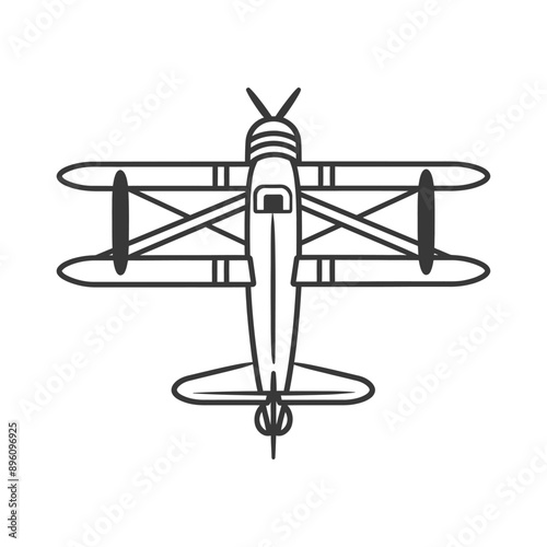 minimalist line art icon biplane aircraft logo symbol