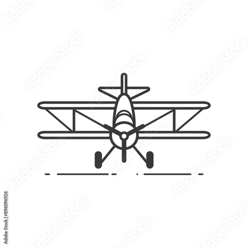 minimalist line art icon biplane aircraft logo symbol