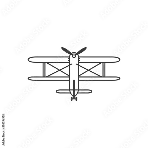 minimalist line art icon biplane aircraft logo symbol