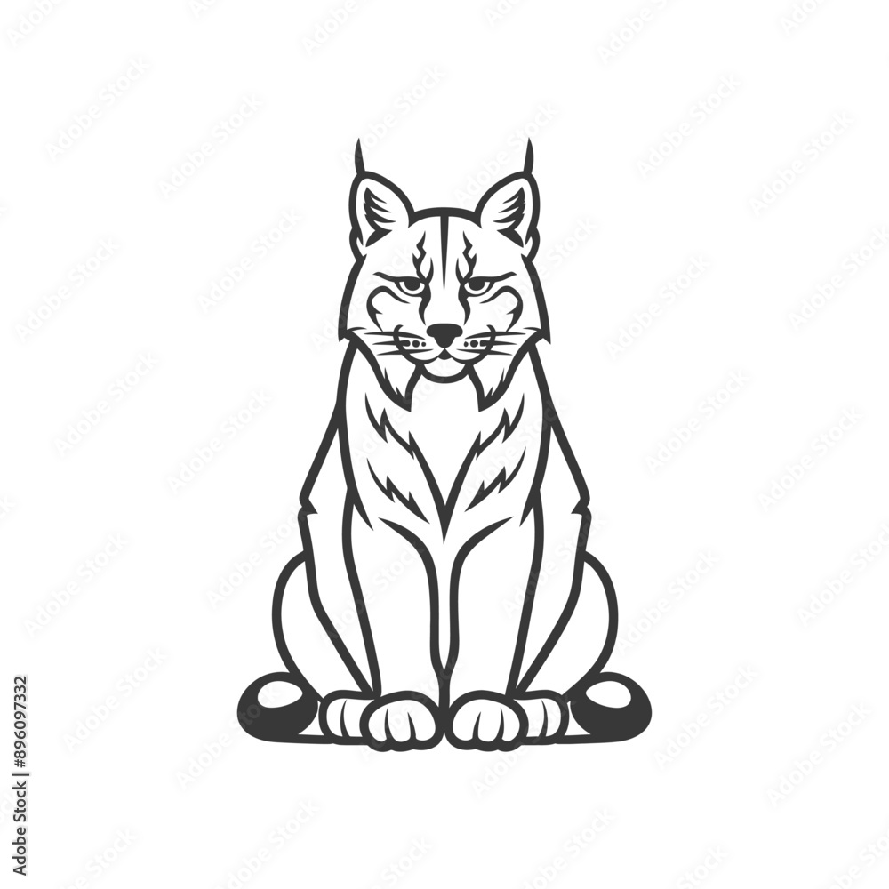 minimalist line art icon bobcat animal logo symbol minimalist line art icon bobcat animal logo symbol