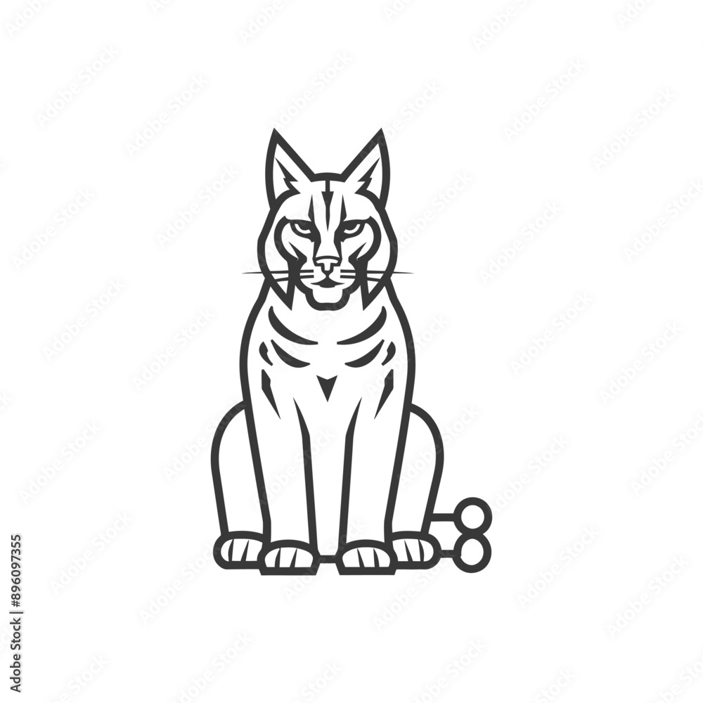 Fototapeta premium minimalist line art icon bobcat animal logo symbol