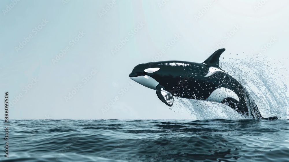 Obraz premium Orca Leaping Through the Waves