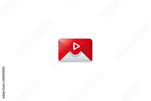 Free Download Red and white envelope icon with a play button, symbolizing email communication or a video message. Minimalistic design, isolated on white background. - GFXLoad
