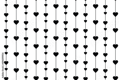 Geometric monochrome seamless pattern with hearts and circles vector Illustration
