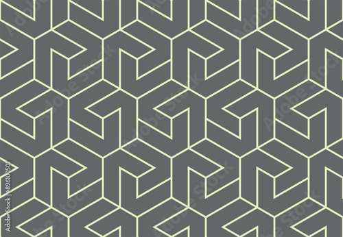 Abstract geometric pattern with stripes, lines. Seamless vector background. Gray and beige ornament. Simple lattice graphic design