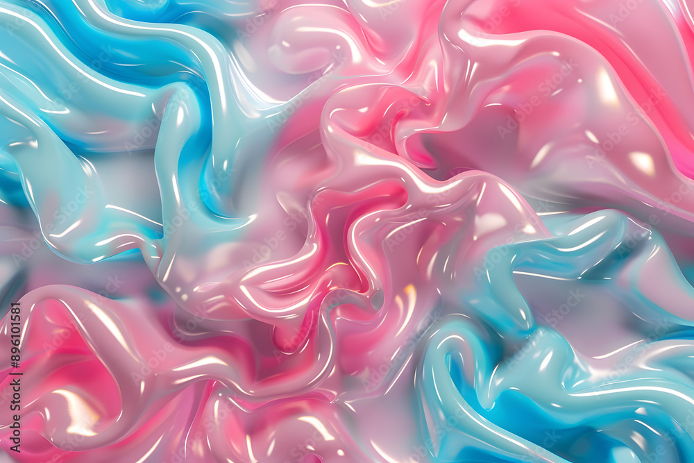 abstract wavy 3D background in pink and green colors. mint color. glossy texture abstract wavy 3D background in pink and green colors. mint color. glossy texture
