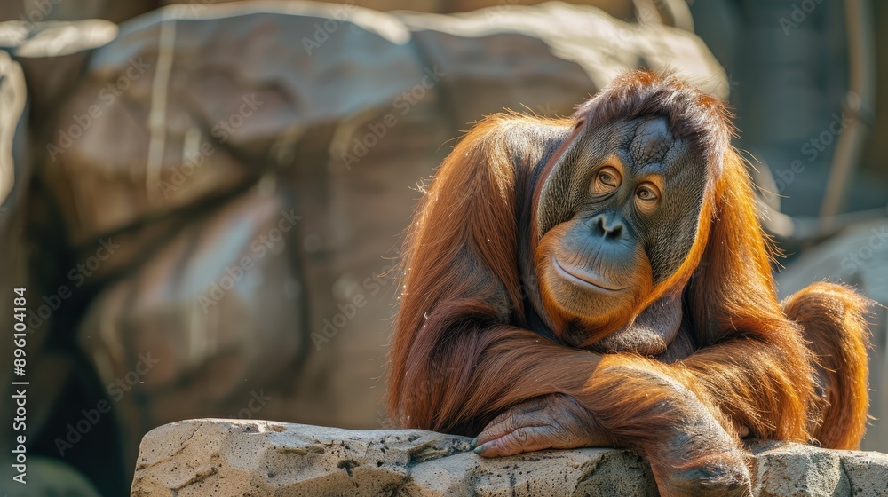 Obraz premium Portrait of a Thoughtful Orangutan