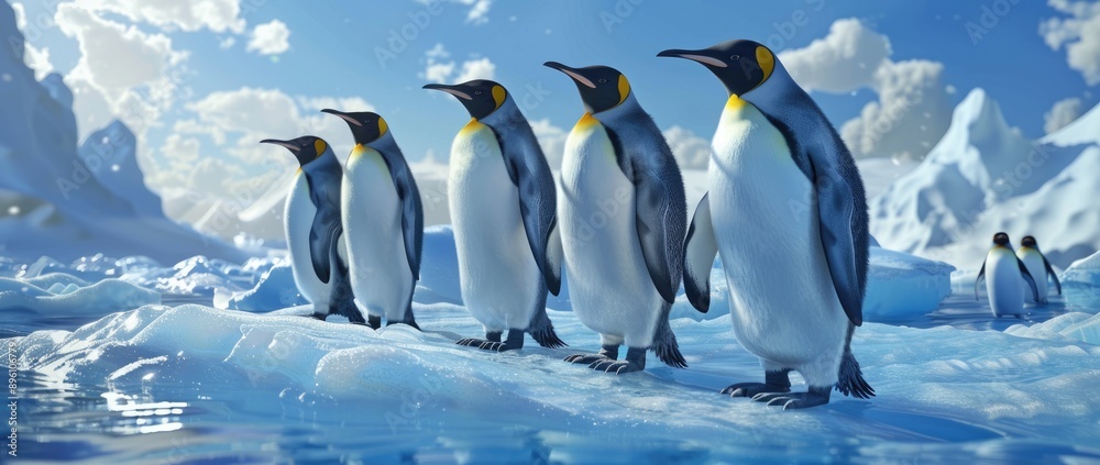 Obraz premium King Penguins on an Iceberg in the Antarctic