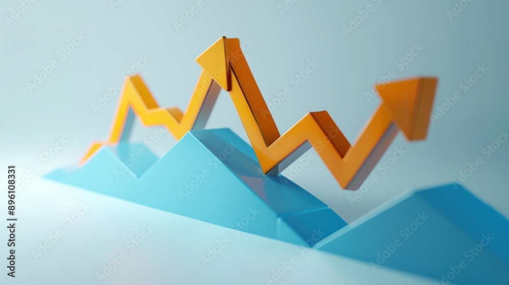 A stock market chart with a rising trendline and a dividend symbol next to it, indicating increasing dividend payments A stock market chart with a rising trendline and a dividend symbol next to it, indicating increasing dividend payments