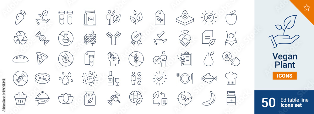 Vegan icons Pixel perfect. health, plante, food,...	
