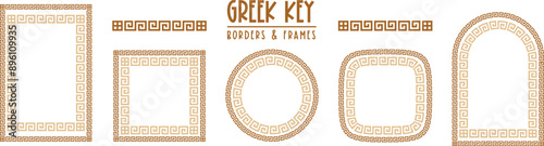 Greek key pattern, seamless borders collection. Decorative ancient meander, greece border ornament set with repeated geometric motif. Vector EPS10.