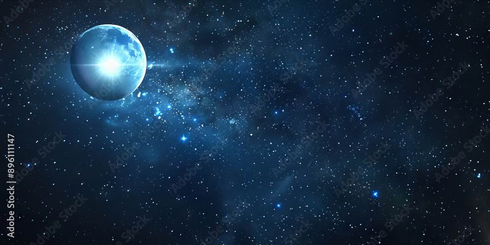 Full moon shining brightly in a star-filled night sky. Space background for design and print, long banner. Full moon shining brightly in a star-filled night sky. Space background for design and print, long banner.