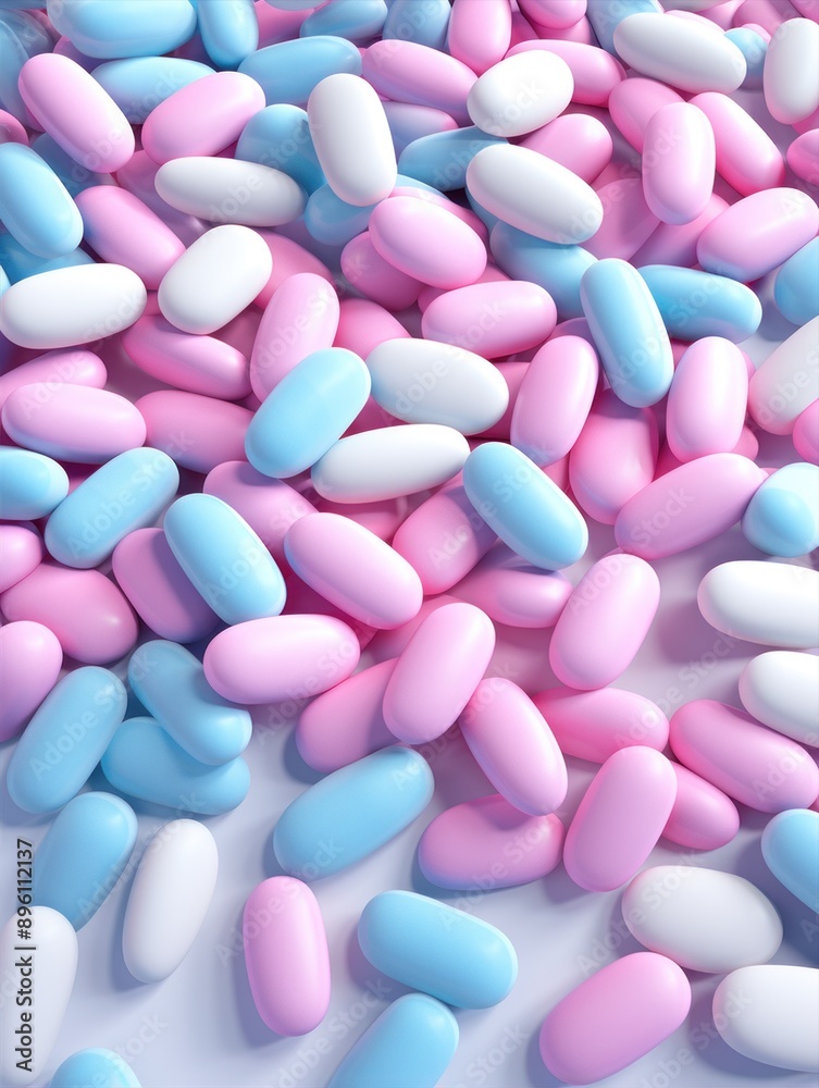 Artful pile of magenta, aqua, and blue pills. Abstract background Artful pile of magenta, aqua, and blue pills. Abstract background