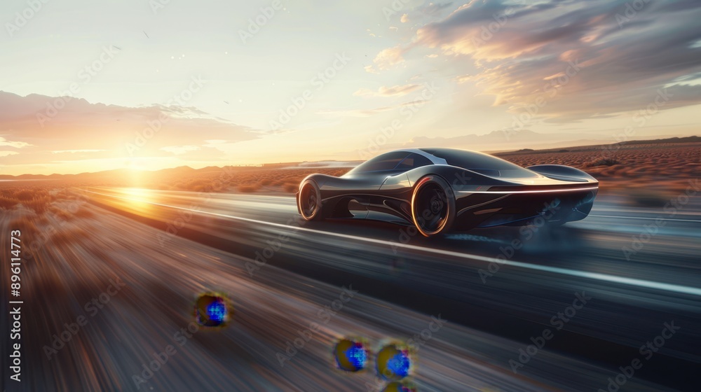 The sleek futuristic car. The sleek futuristic car.
