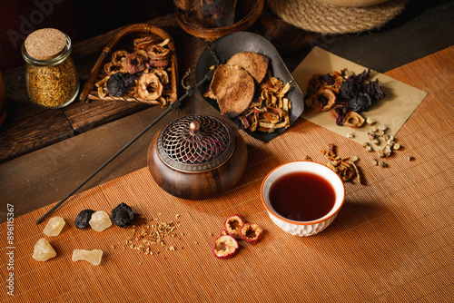 Chinese health drink sour plum soup and raw materials