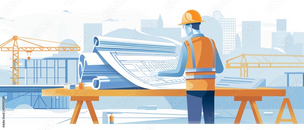 Architectural engineer drafting technical specifications and ...