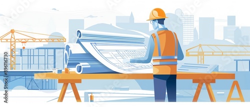 Architectural engineer drafting technical specifications and construction blueprints for a commercial project Engineering Design