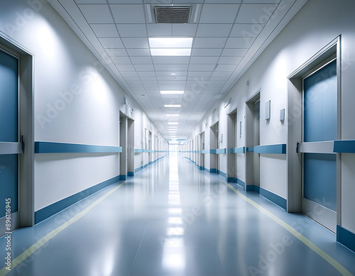  Hospital Corridor Background- A blurred image of a hospital corridor, with clean white wall_1(173)