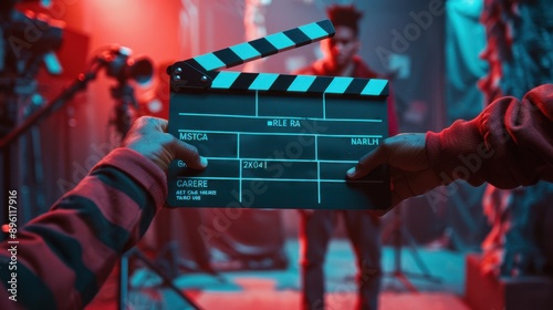 film clapperboard on set
