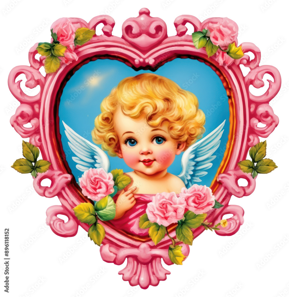 Fototapeta premium PNG Cherub printable sticker heart cute baby.