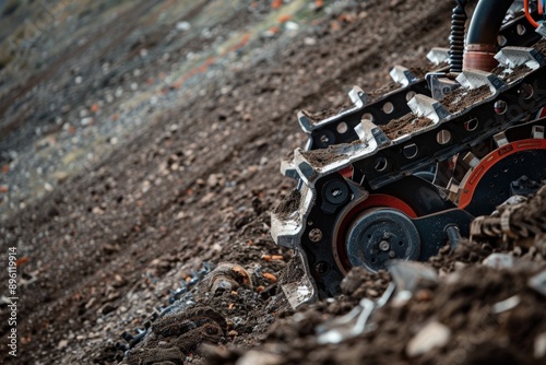 Wallpaper Mural Precision Tillage Equipment on Hillside Soil for Agricultural Excellence Torontodigital.ca
