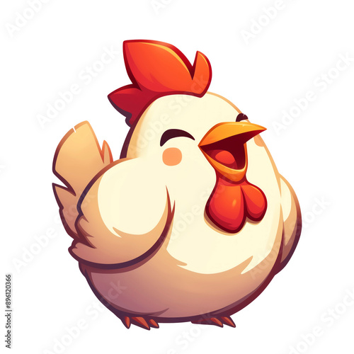 Happy white rooster cartoon illustration