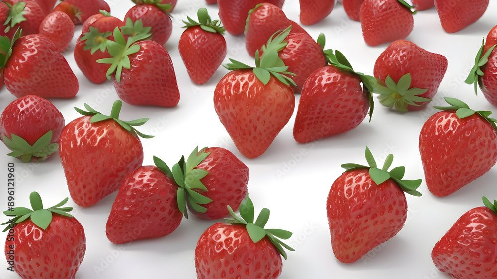 fresh strawberries on white background