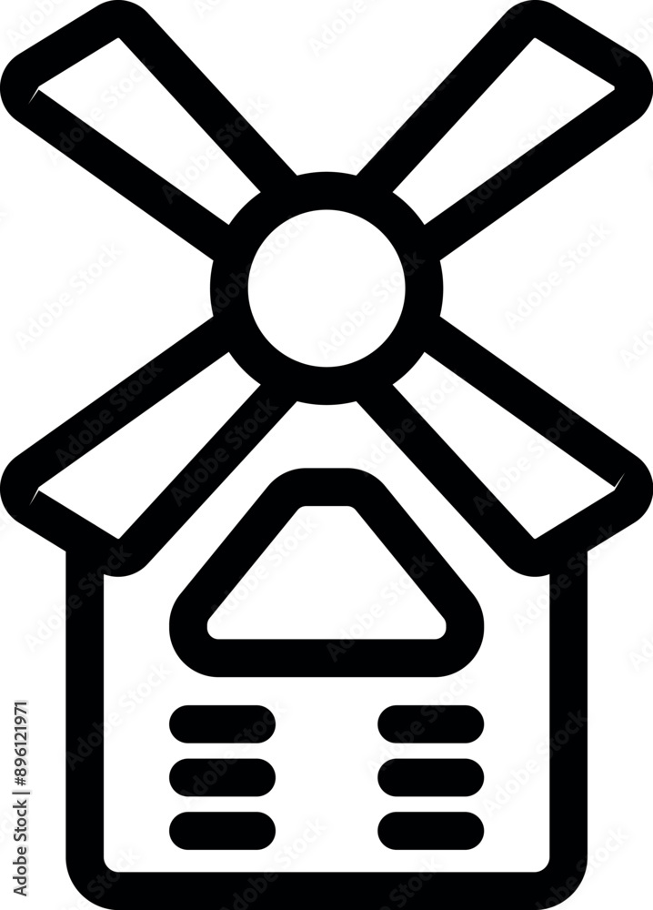 Simple black line art of a windmill generating renewable energy Simple black line art of a windmill generating renewable energy