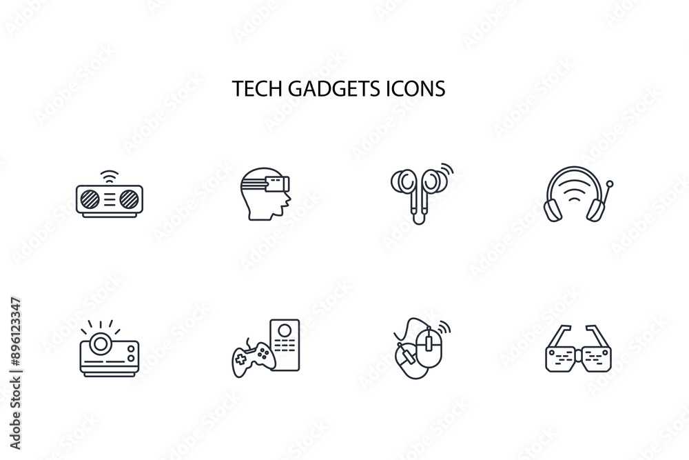 Tech gadgets icon. vector.Editable stroke.linear style sign for use web design,logo.Symbol illustration. Tech gadgets icon. vector.Editable stroke.linear style sign for use web design,logo.Symbol illustration.