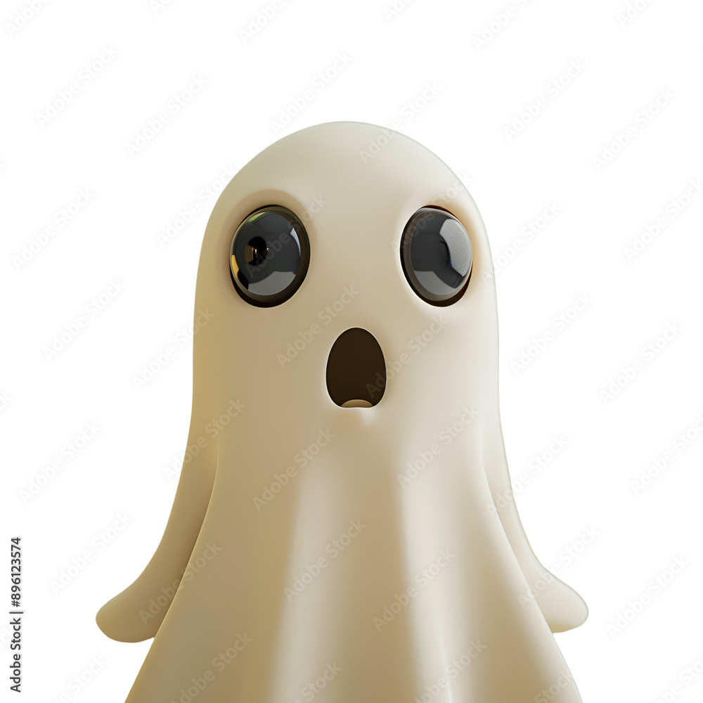 Scary Ghost: Cute 3D Render of a Halloween Character, Isolated on Transparent Background, PNG