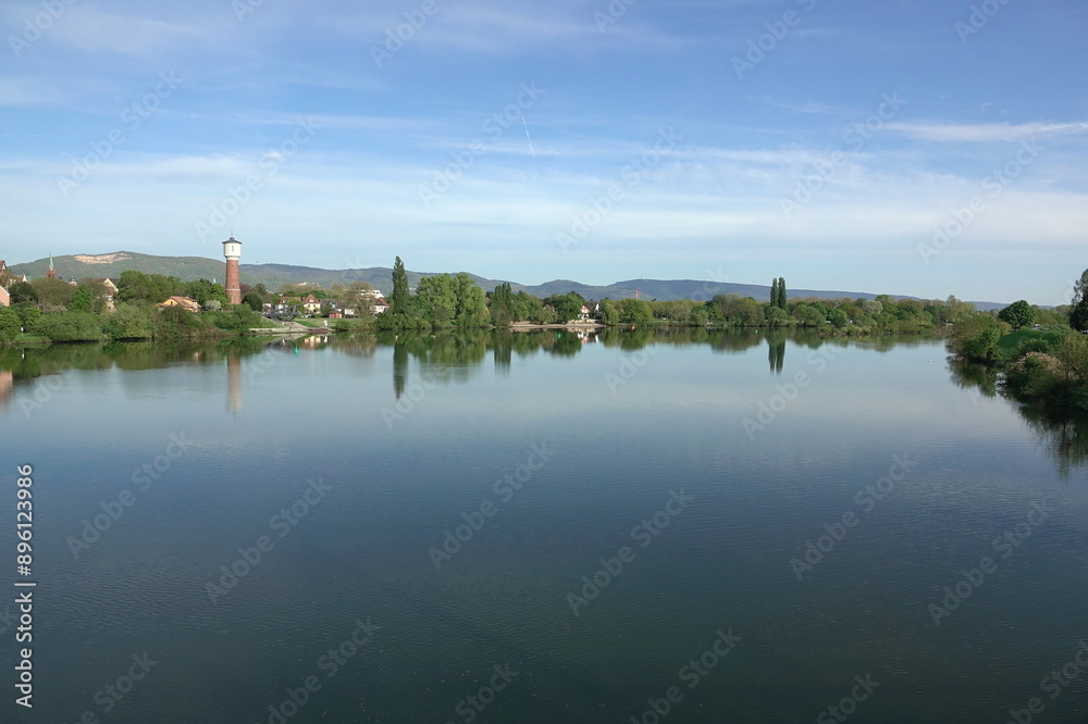 Obraz premium Neckar mit Ladenburg