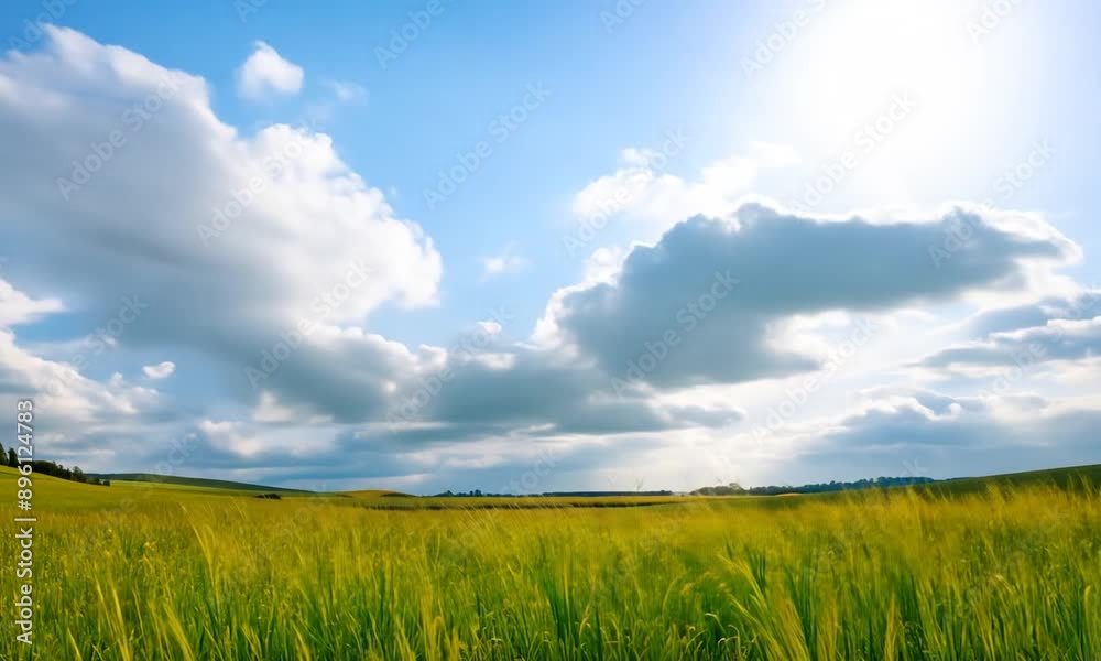 Summer clouds over a field. 4K Video hyperrealistic Summer clouds over a field. 4K Video hyperrealistic