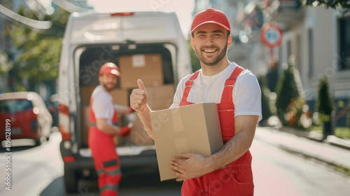 The delivery workers with package photo