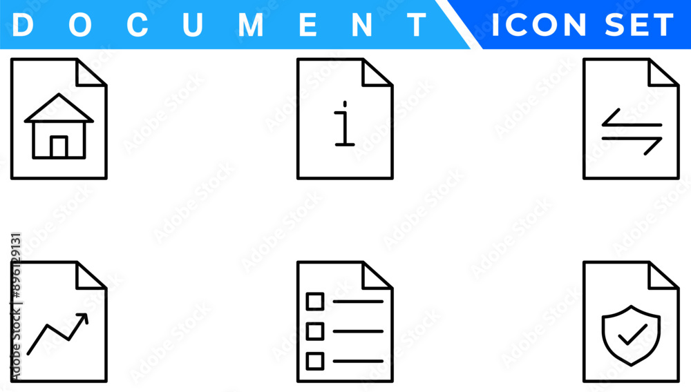 Document line icon set. Documents symbol collection. Different documents icons vector illustration Document line icon set. Documents symbol collection. Different documents icons vector illustration