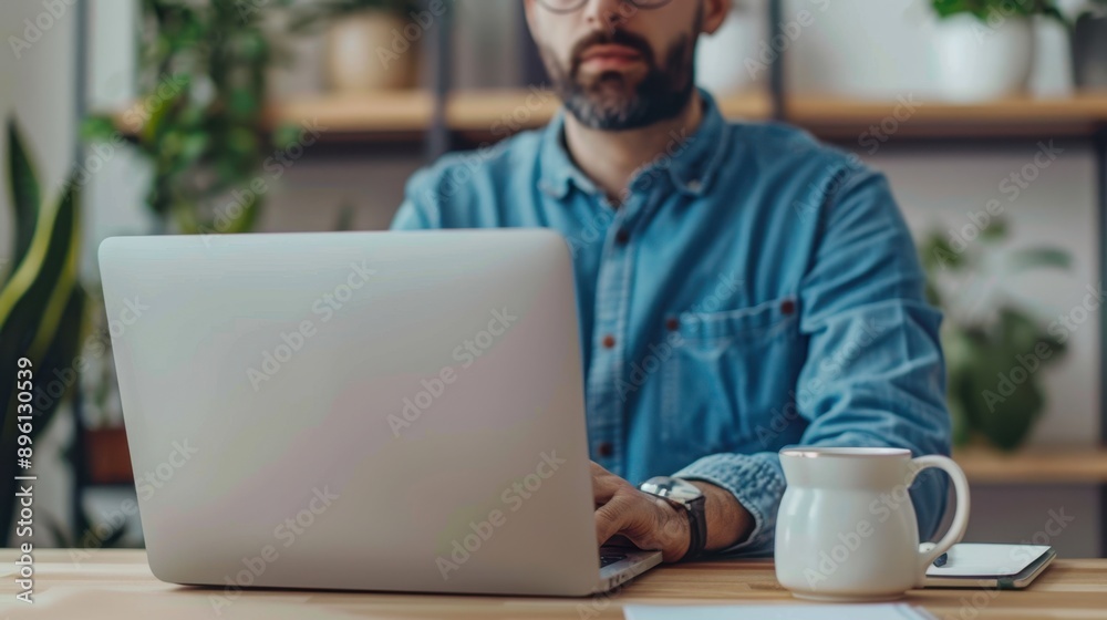 The man using laptop The man using laptop