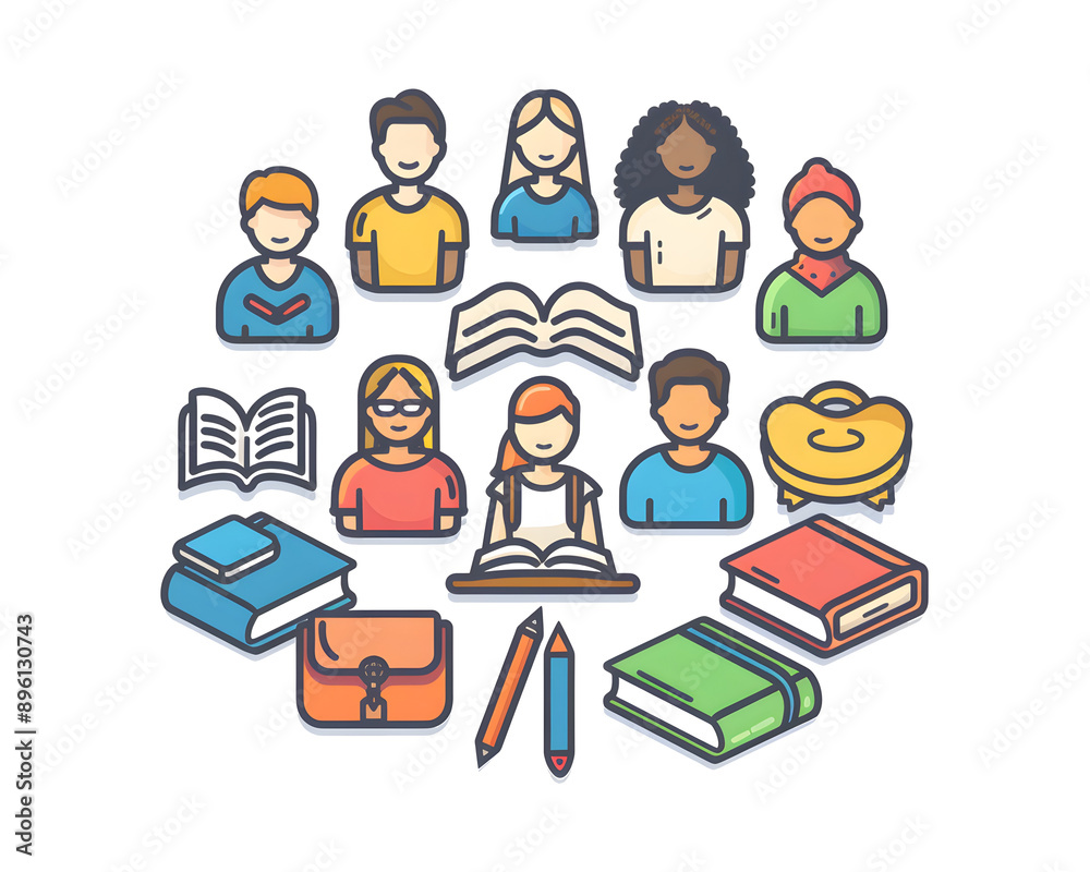 Cartoon business people icon set: diverse group vector illustration for education, business, and children Cartoon business people icon set: diverse group vector illustration for education, business, and children