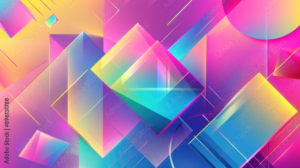 A vibrant and intricate design featuring geometric shapes on a bright background A vibrant and intricate design featuring geometric shapes on a bright background